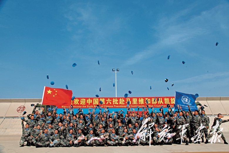 2019年5月19日,济南空军机场,中国第6批赴马里维和部队第一梯队圆满